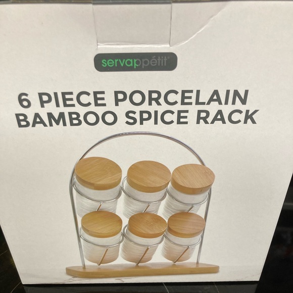 Servappetit 6 piece porcelain Bamboo Spice Rack - Picture 4 of 4